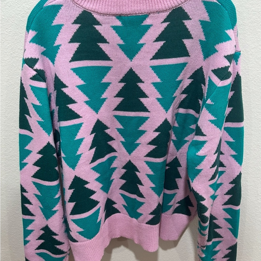 Grayson Threads Pink and Green Geometric Sweater XL‎